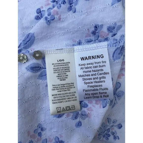 Eileen West Large Blue Floral KNIT Sleeveless Nightgown MAXI Modal NWOT - Picture 10 of 10